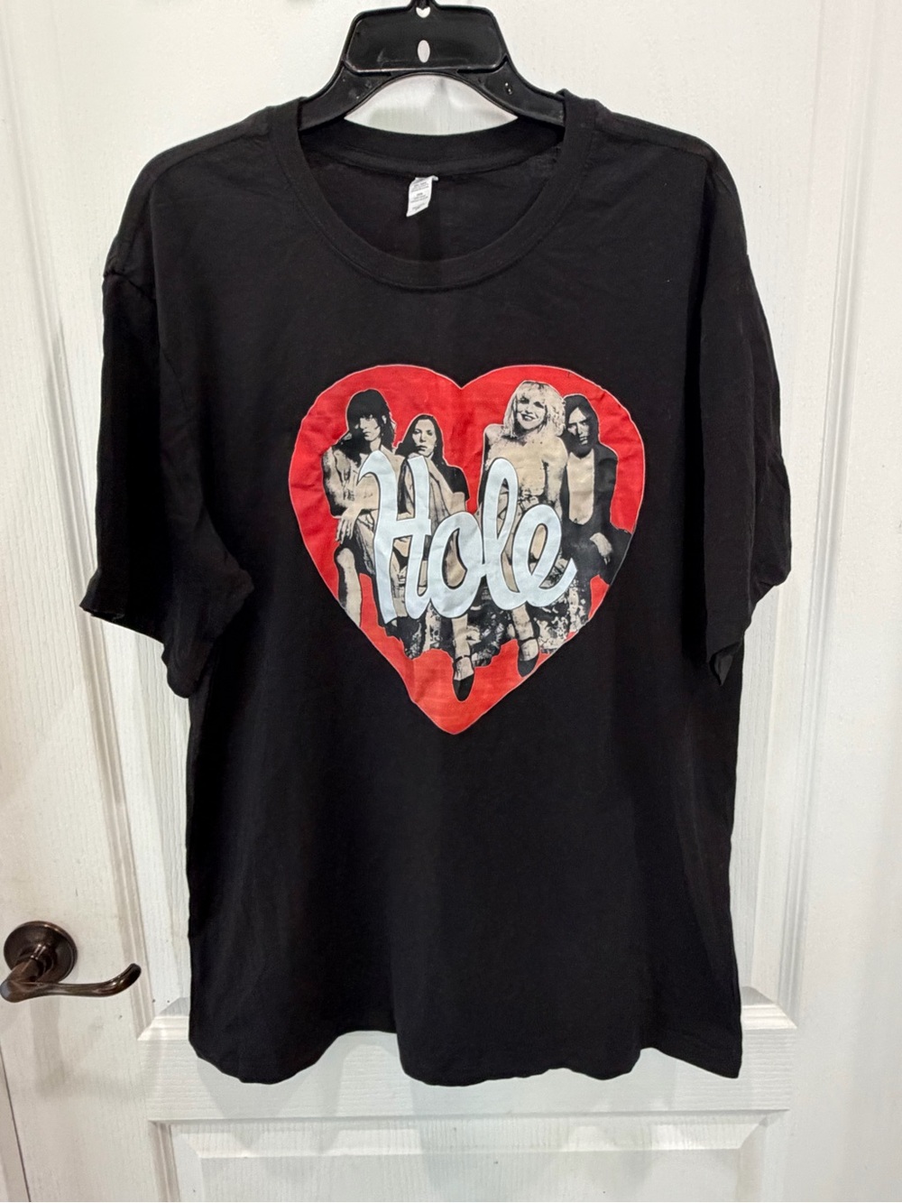 Hole Heart Graphic Tee - Black with Red Heart